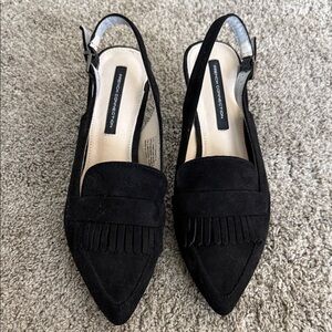 French Connection Black Suede sling back heels
